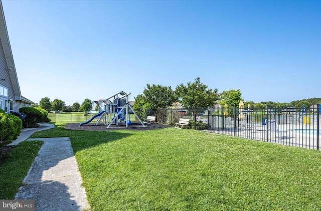 view of yard with a playground