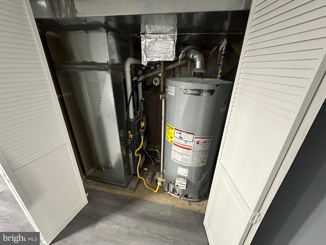 utility room with gas water heater