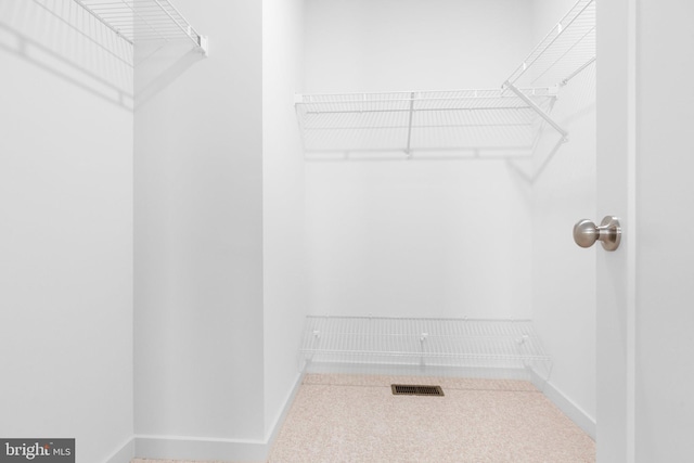 walk in closet with visible vents and carpet flooring