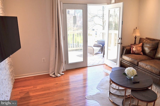 living room featuring light hardwood / wood-style floors