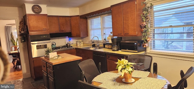 kitchen featuring plenty of natural light, appliances with stainless steel finishes, light countertops, and a sink