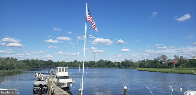 view of dock featuring a water view