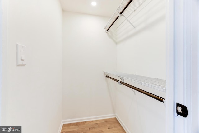 spacious closet featuring light hardwood / wood-style floors