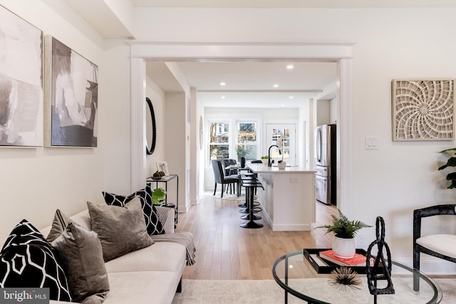 living room featuring light hardwood / wood-style floors