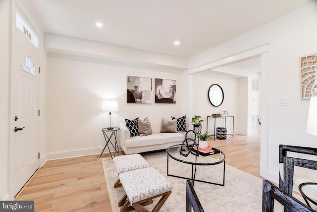 living room with light wood-type flooring