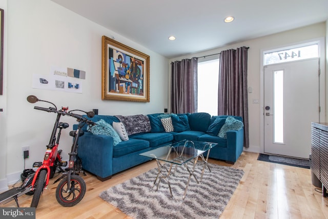 living room with light wood-type flooring