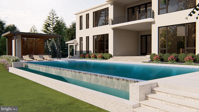 view of swimming pool with a patio area