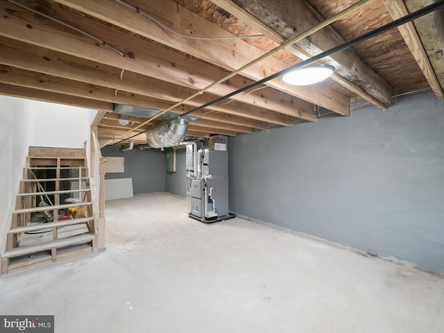 basement with heating unit