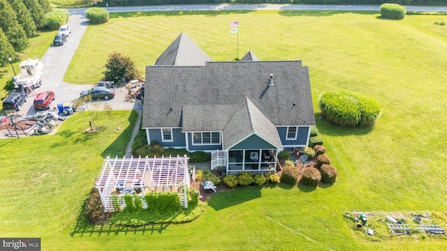 drone / aerial view with a rural view