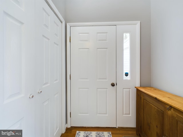 foyer entrance featuring hardwood / wood-style floors