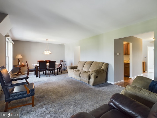 living room featuring carpet floors