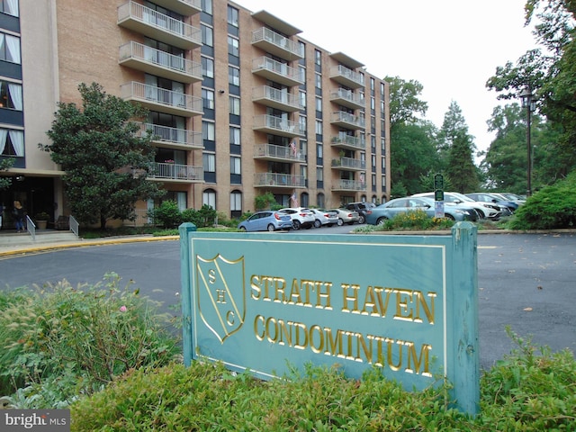 view of community sign