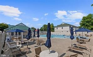 view of swimming pool with a patio