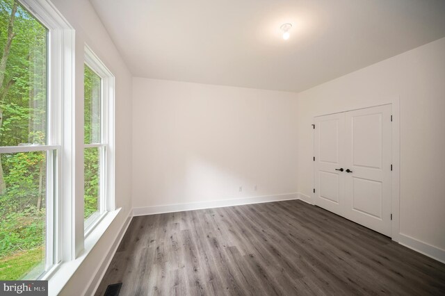 bathroom with wood-type flooring, vanity, and toilet