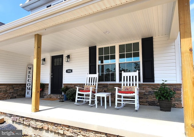 view of patio with a porch