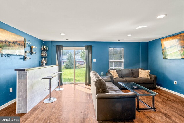 living room with wood-type flooring