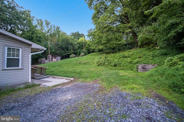 view of yard with an outdoor structure