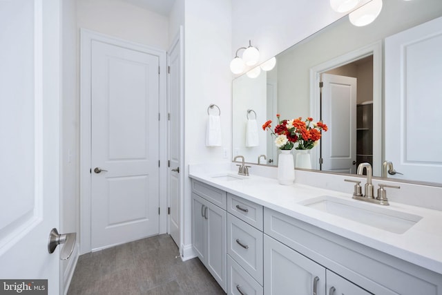 bathroom with double vanity