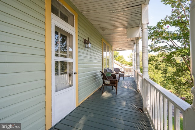 wooden deck with covered porch