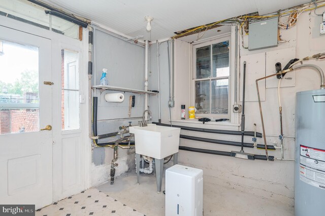 utility room featuring water heater