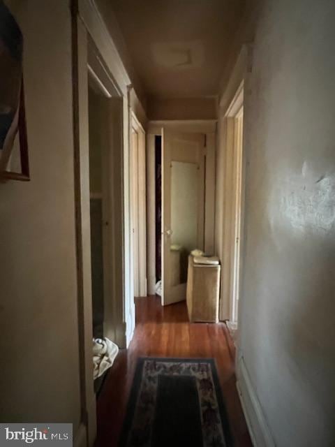 hallway with wood-type flooring