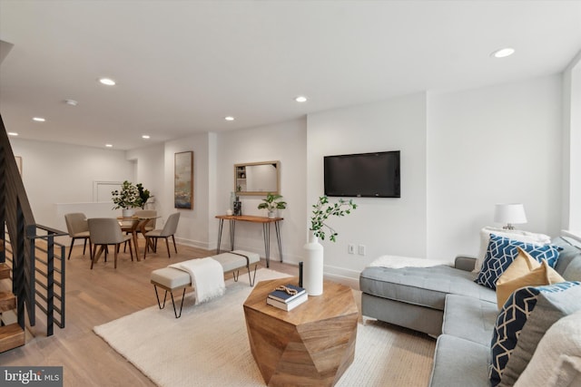 living room featuring light hardwood / wood-style flooring