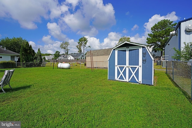 exterior space featuring a storage shed