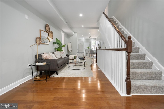 living room with hardwood / wood-style flooring