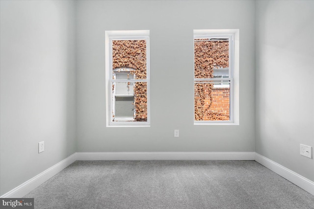 carpeted spare room featuring a wealth of natural light