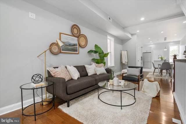 living room featuring wood-type flooring