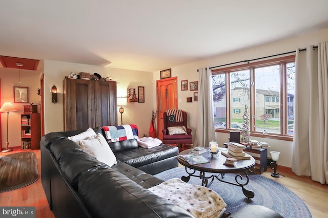 living room with light wood-type flooring