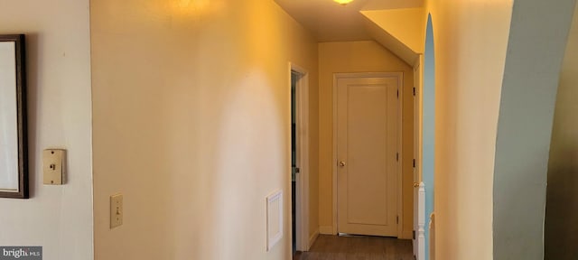 hallway with hardwood / wood-style floors