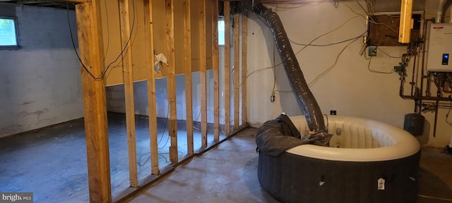 basement with water heater