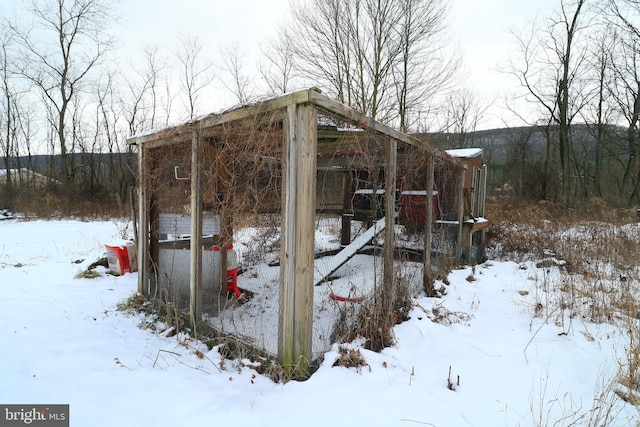 view of snow covered structure