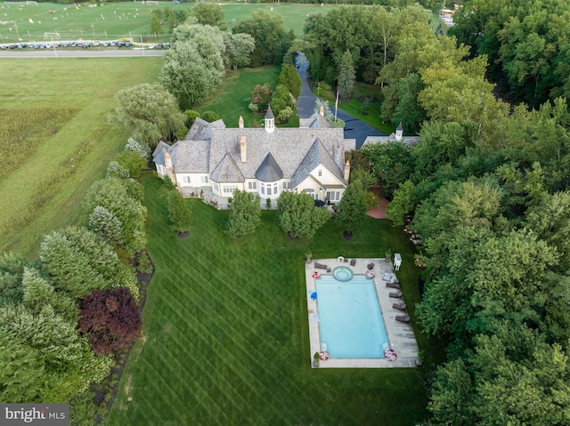 drone / aerial view featuring a rural view