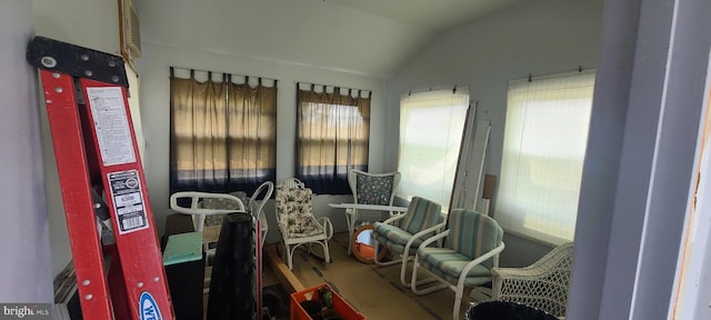 sunroom with vaulted ceiling