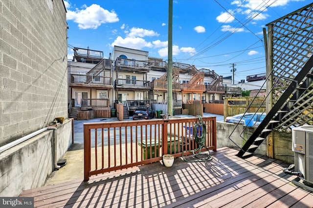 wooden deck featuring central AC