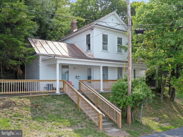 view of front of house with covered porch