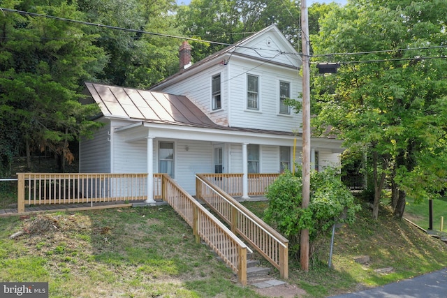 view of front of property featuring a porch