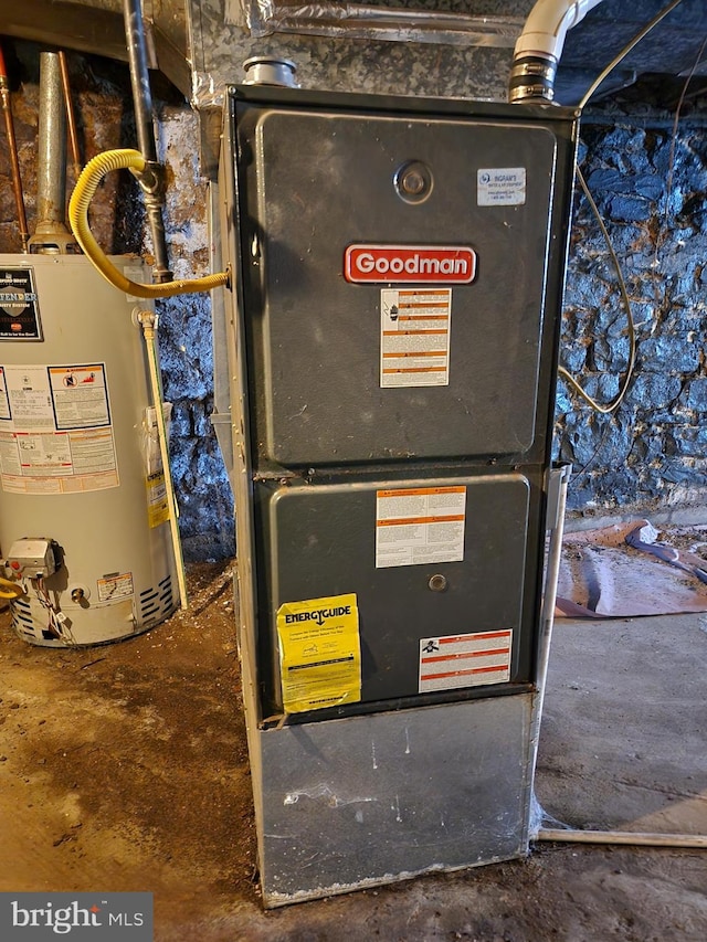 utilities with gas water heater and heating unit