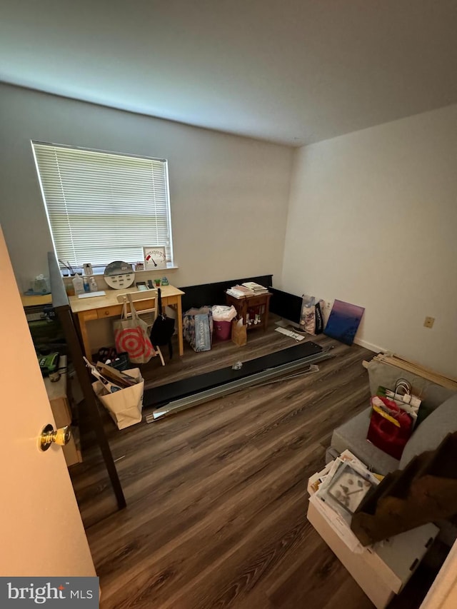 misc room with dark hardwood / wood-style flooring