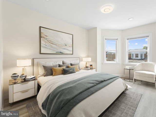 bedroom with hardwood / wood-style floors