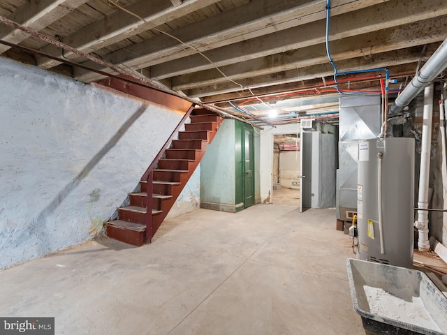 basement with water heater