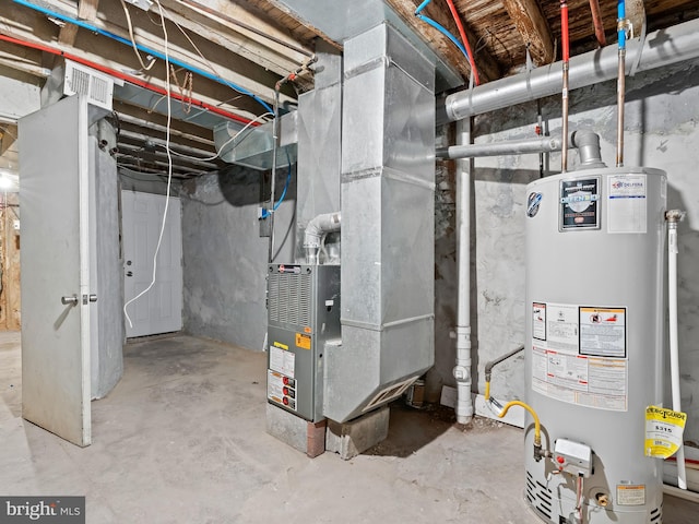 utilities with heating unit and gas water heater