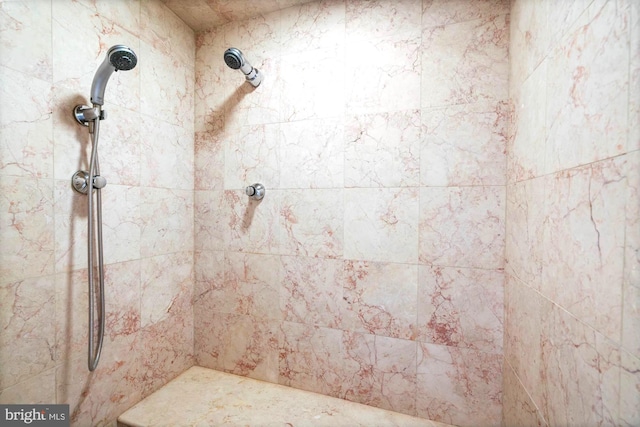 bathroom featuring tiled shower