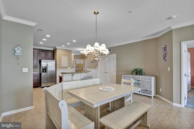 living room featuring ceiling fan, light tile patterned floors, and ornamental molding