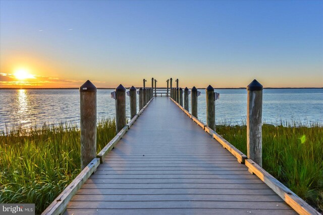 dock area featuring a water view