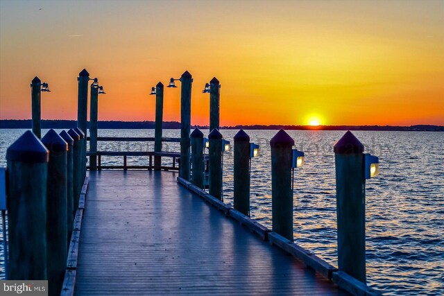 dock area featuring a water view