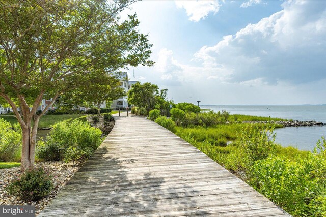 view of dock featuring a water view