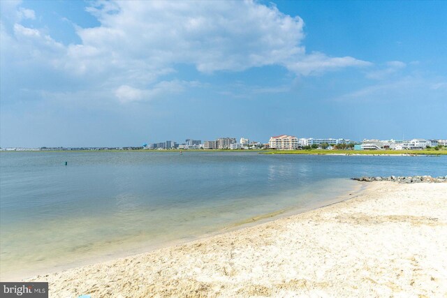 view of water feature with a view of the beach